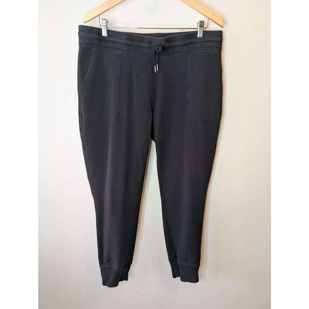 L.L. Bean Jogger Pants Black Drawstring Patch Pockets Cotton Women L Gorpcore